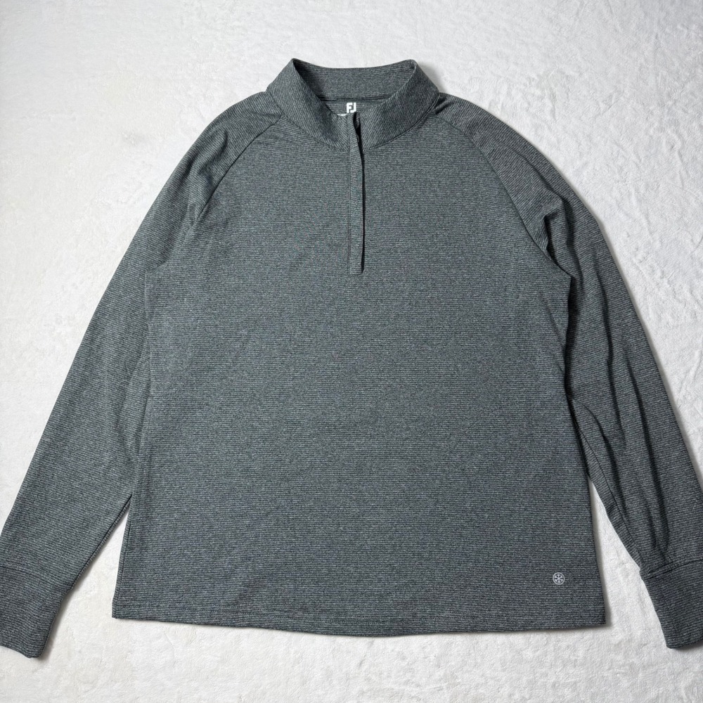FootJoy ThermoSeries Women L Gray 1/4 Zip Pockets Performance Golf Pullover $125